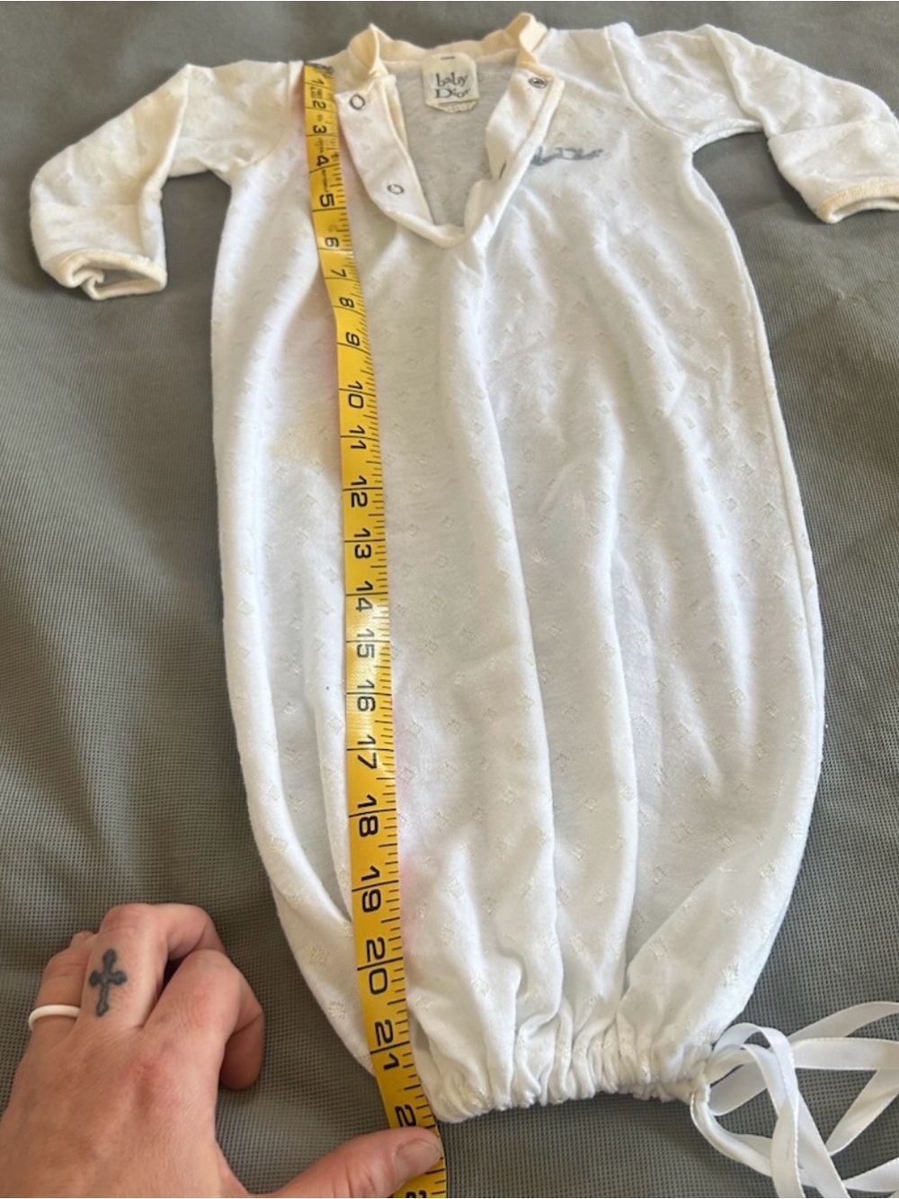 Vintage Baby Dior White Layette Sleep Gown USA Made - Picture 5 of 7